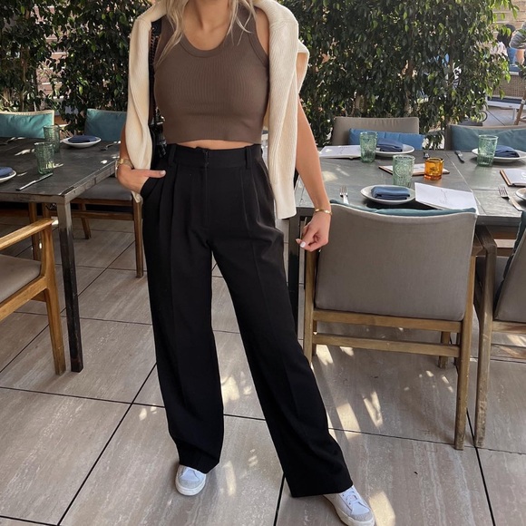 NEW Favorite Daughter The Favorite Pants Black High Waist Wide Leg Size 10 - Picture 2 of 8